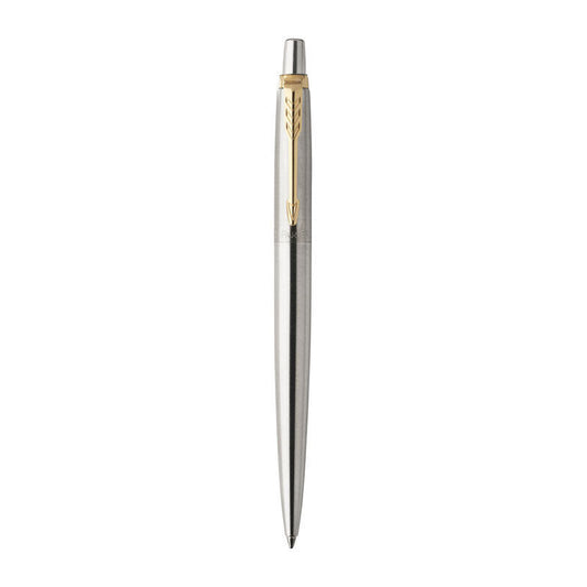 Parker Jotter Ballpoint Pen - Stainless Steel, Gold Trim with Medium Tip, Blue Ink
