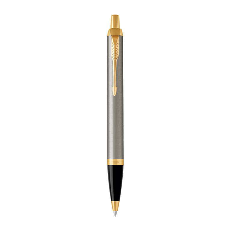 Parker IM Ballpoint Pen - Brushed Metal with Medium Tip, Blue Ink
