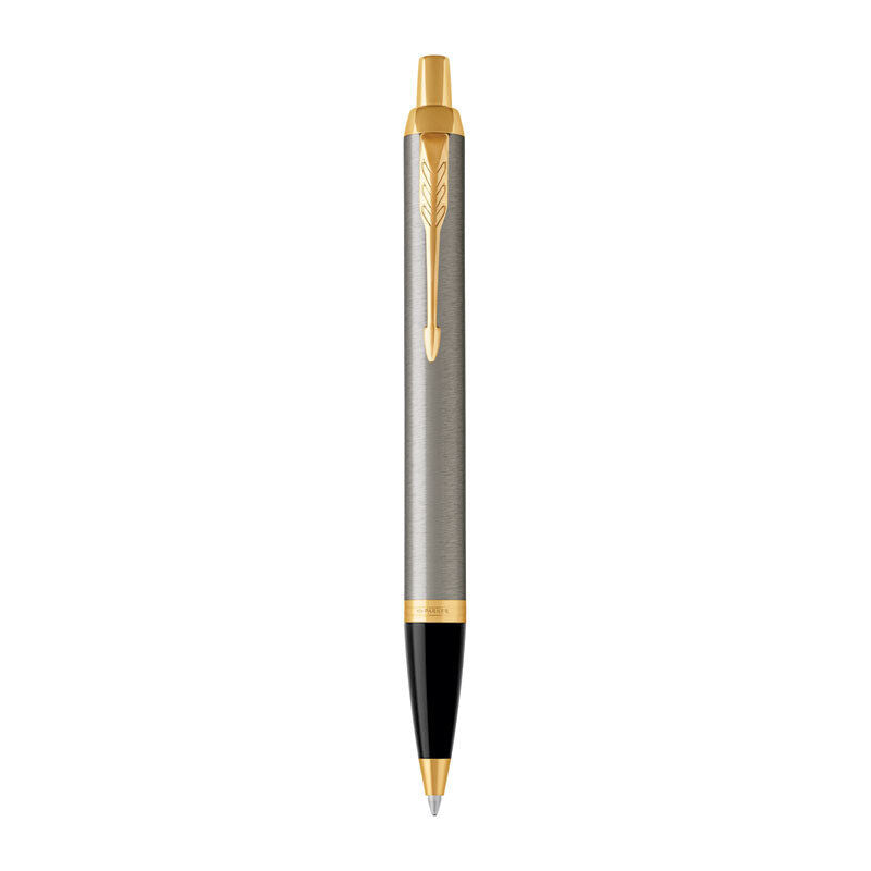 Parker IM Ballpoint Pen - Brushed Metal with Medium Tip, Blue Ink