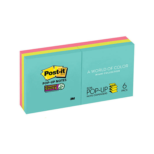 Post-It Super Sticky Z-Notes Miami 76 x 76mm 6-Pack