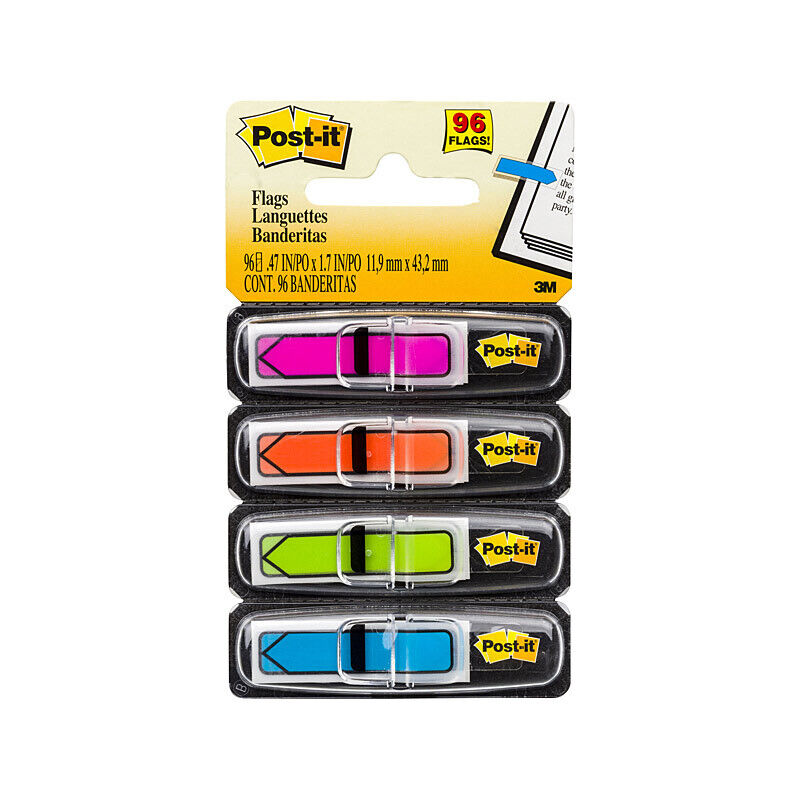 Post-It Arrow Flags Bright Colours 12 x 45mm 4-Pack - Box of 6