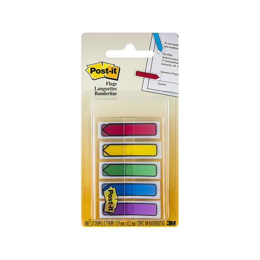 Post-It Arrow Flags Primary Colours 12 x 45mm 5-Pack - Box of 6