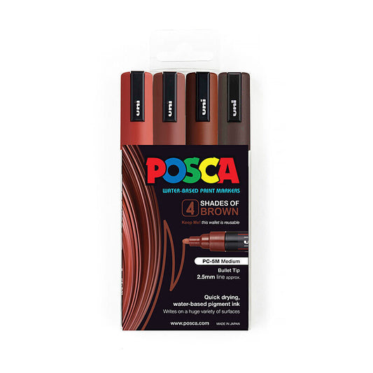 Posca PC-5M Med Blt Browns Pk4