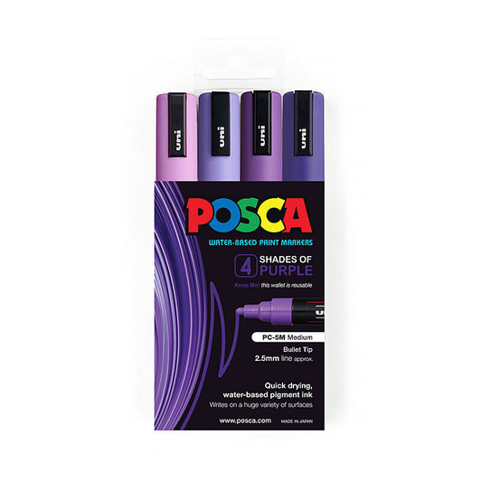 Posca PC-5M Med Blt Purpls Pk4