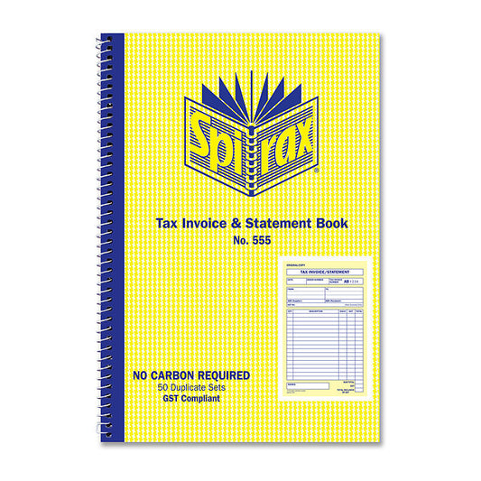 Spirax 555 Invoice & Statement Bk 207X144 S/O Pk10