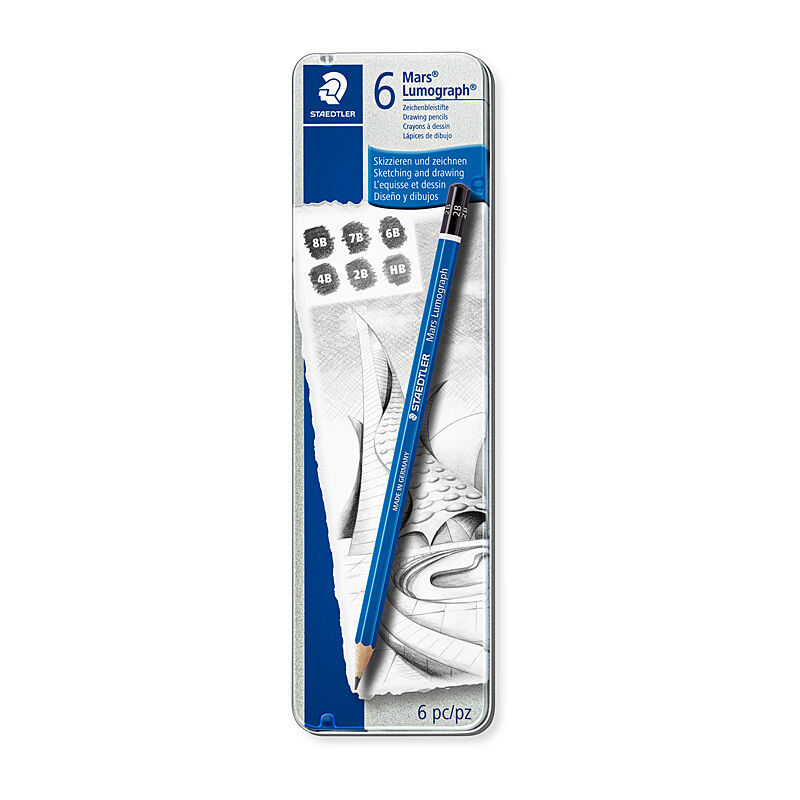 Staedtler Mars Lumograph 100 G6 Drawing Pencil - 6 Pack