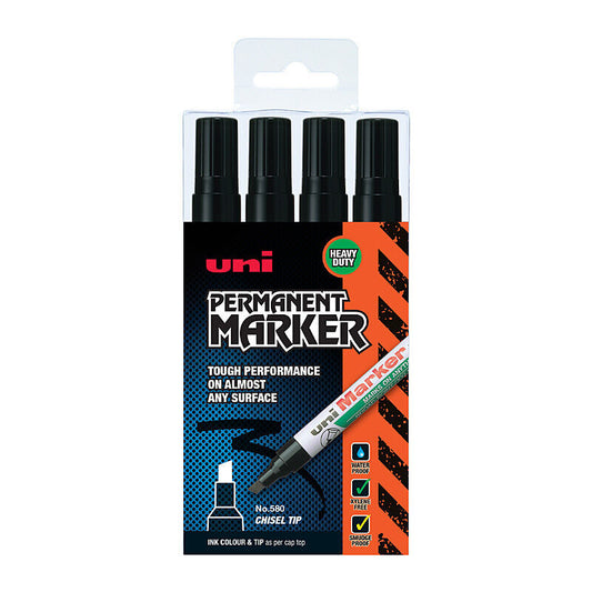 uni 580 Chisel Indust Blk Pk4